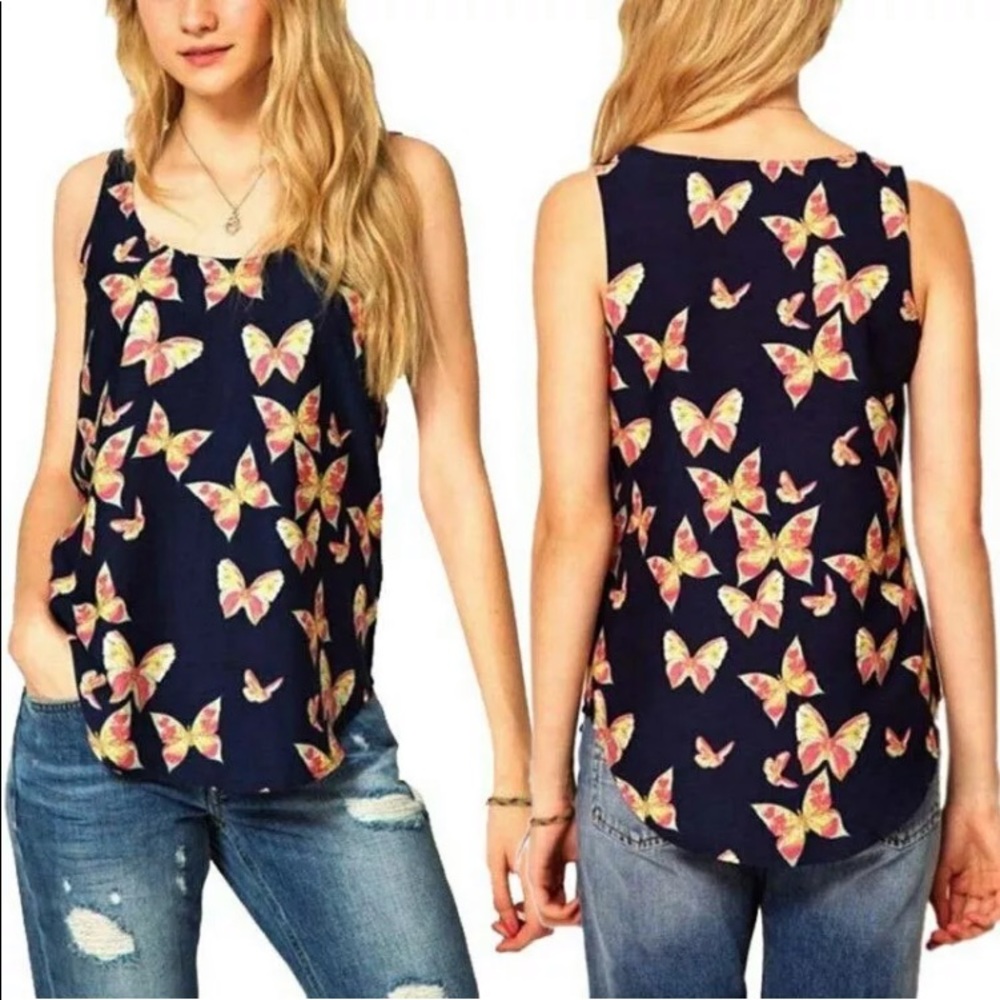 Casual Butterfly Tank Blouse! NEW!!